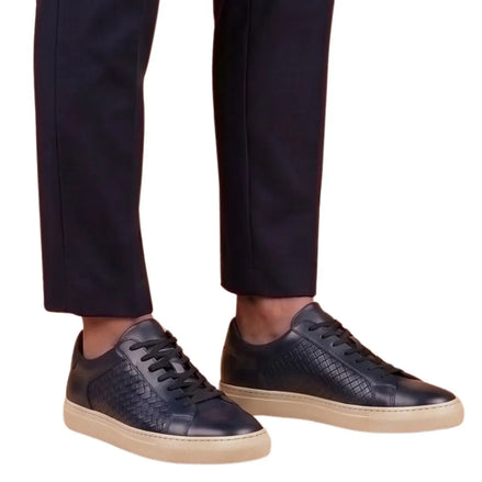 Molvena Textured Court Sneaker for Men - Textured Leather Sneakers