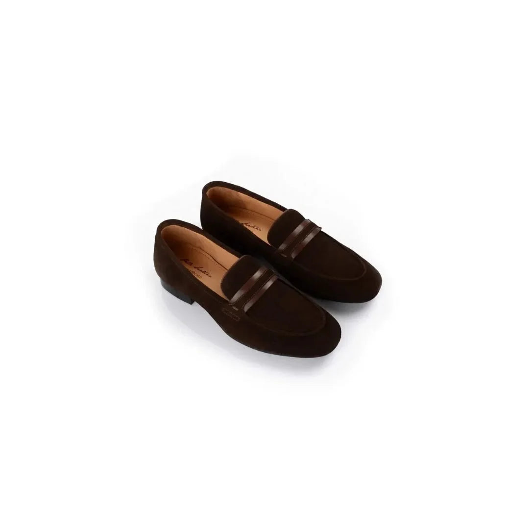 Meliana Suede Double-Bar Slip-On Loafer for Men - Suede Slip-On Loafers