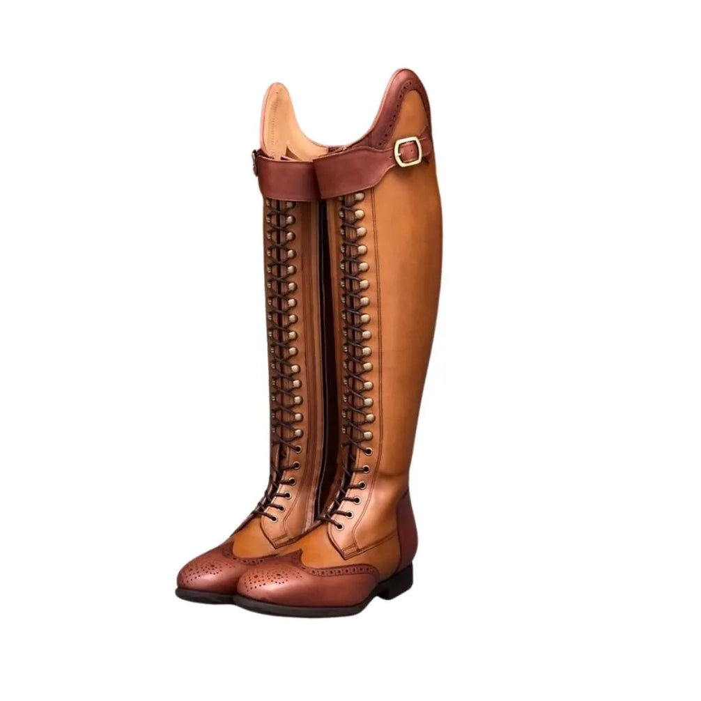 Monesterio Two-Tone Brogue Field Field Riding Boot for Men - Lace-Front Riding Boots