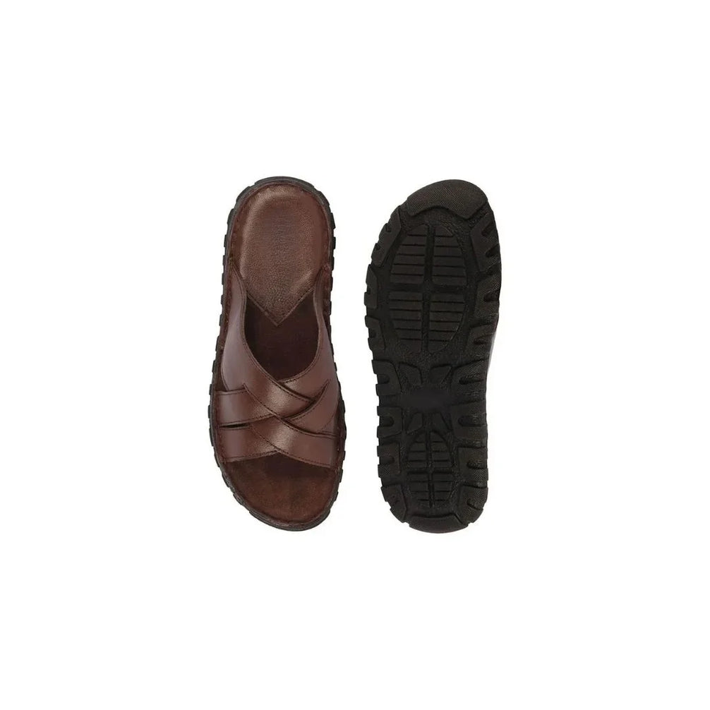Mavrovouni Criss-Cross Slide for Men - Leather Criss-Cross Slides