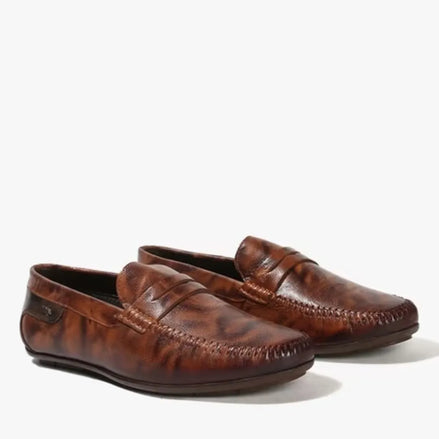 Mesia Burnished Penny Driver Driving Loafer for Men - Penny Driving Loafers