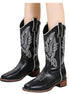 Magdalena Contrast-Embroidered Cowboy Boot for Men - Square-Toe Western Boots