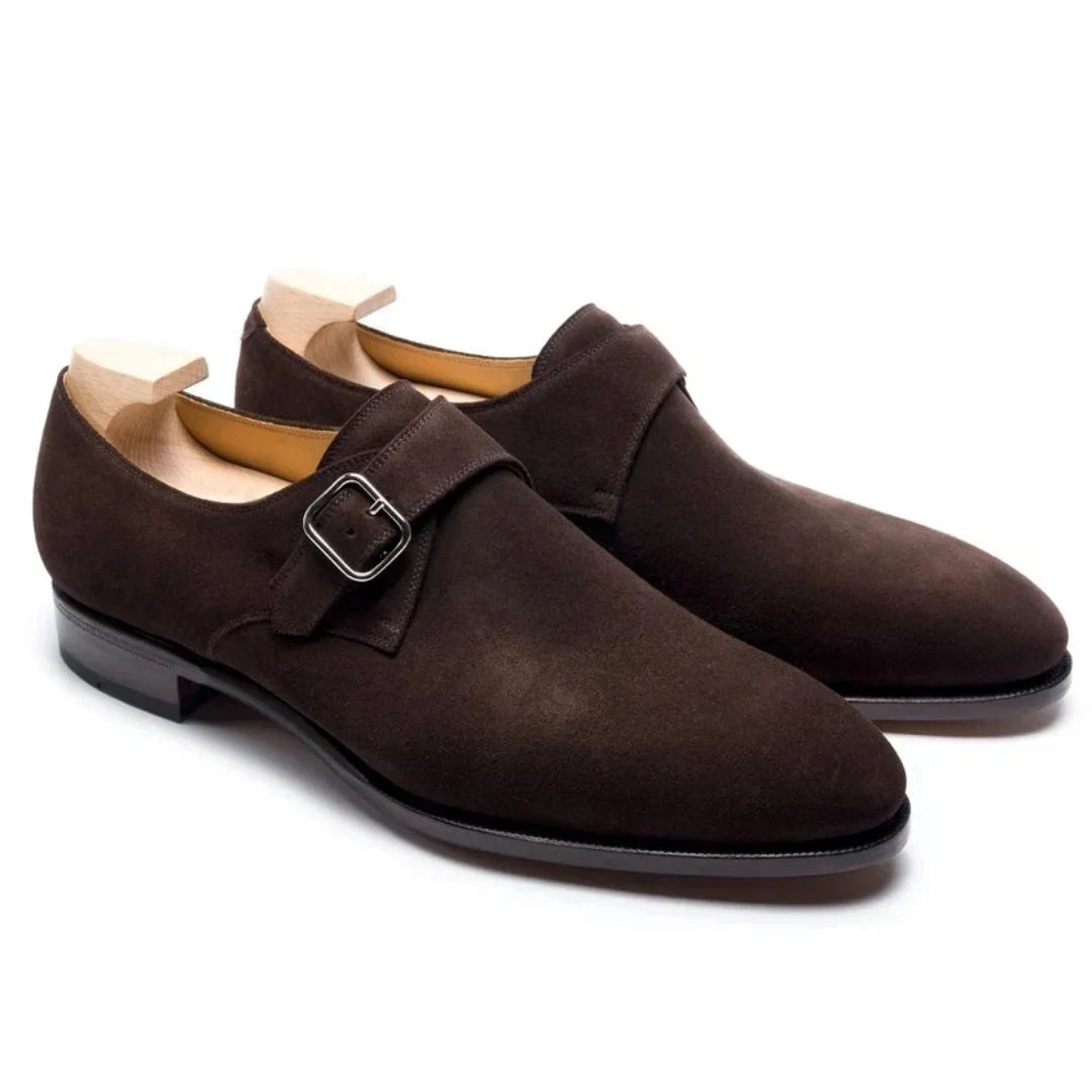 Molfetta Brushed-Suede Single Monk Strap for Men - Casual Suede Dress Shoes