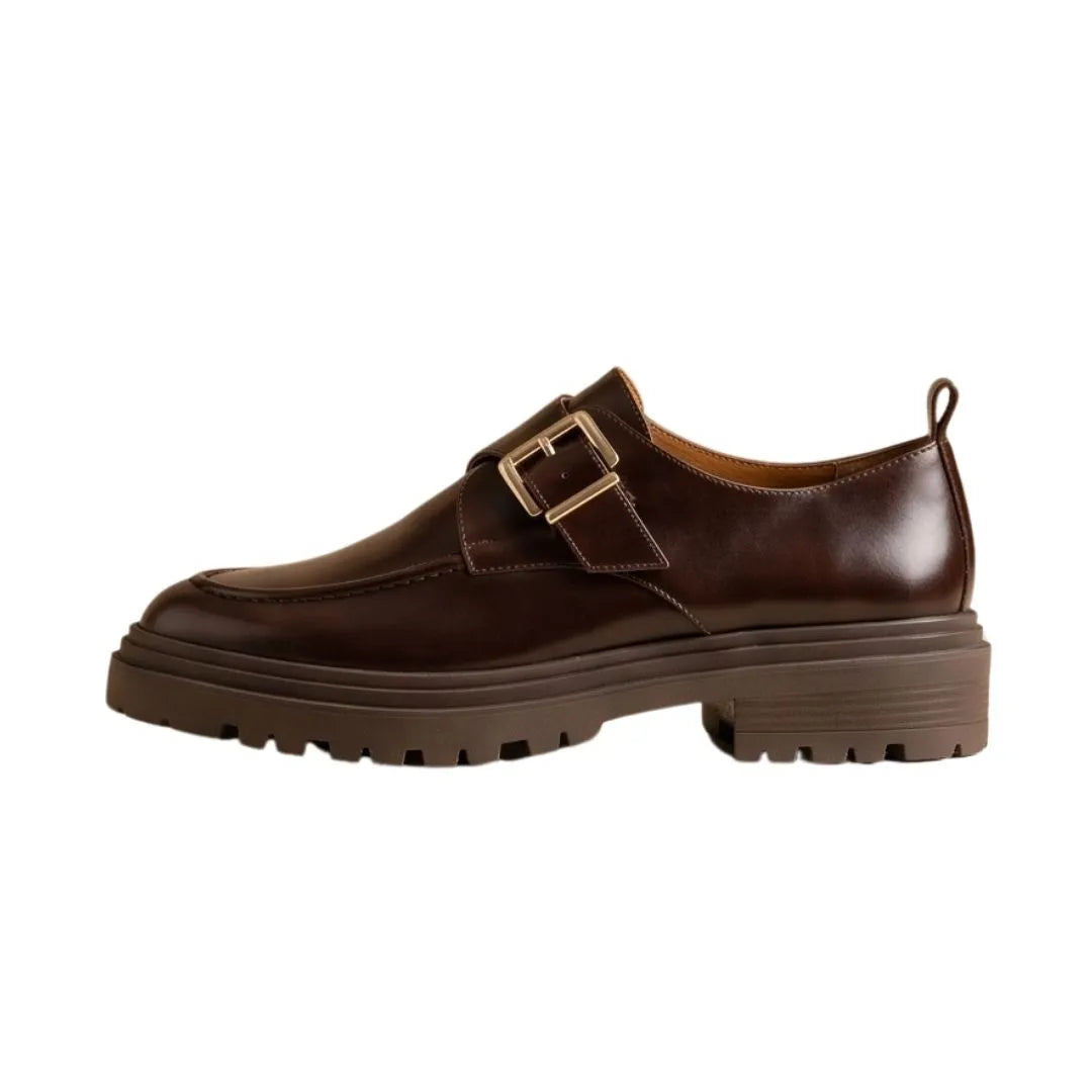 Magnano Burnished Lug Monk Single Monk for Men - Chunky Monk Strap Shoes