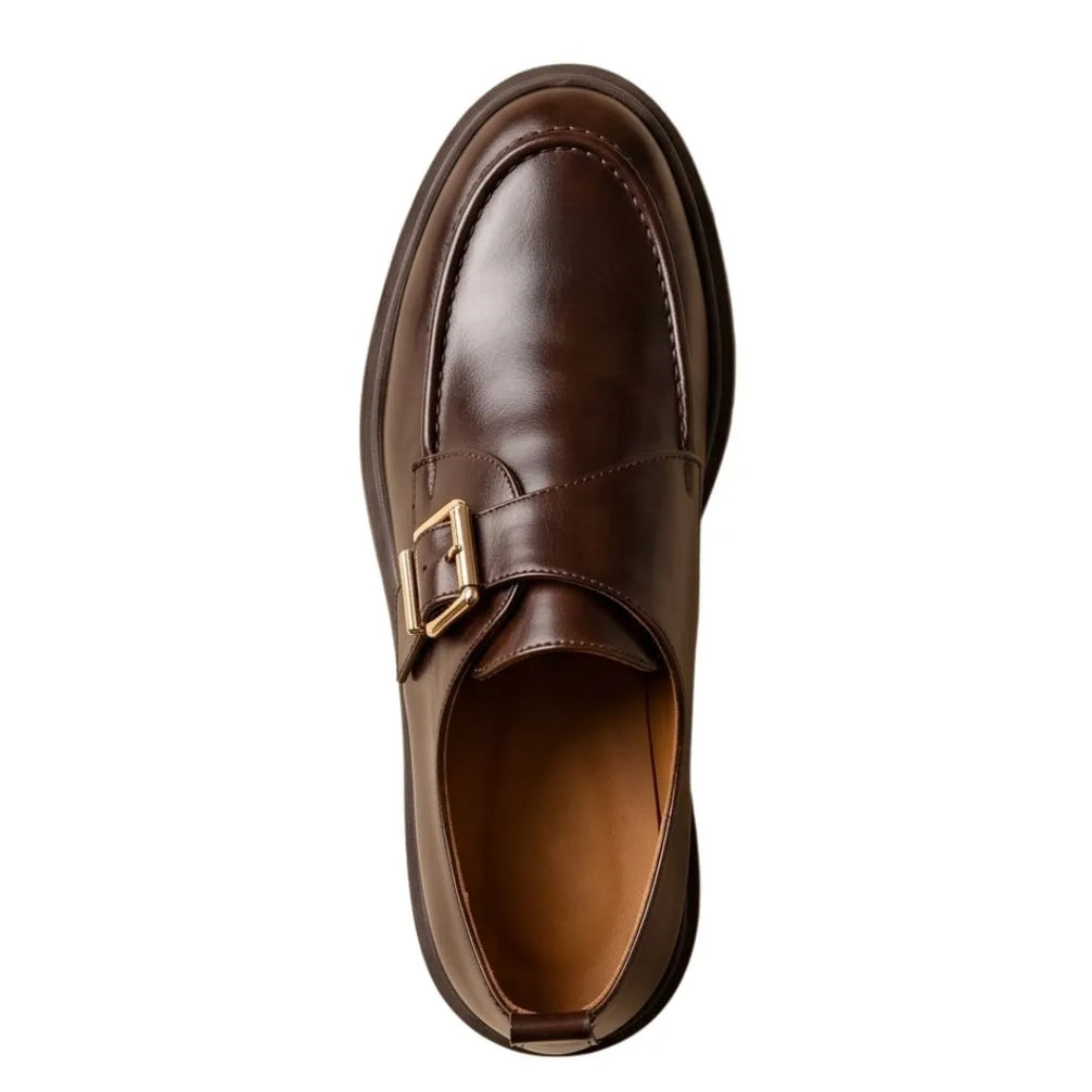 Magnano Burnished Lug Monk Single Monk for Men - Chunky Monk Strap Shoes