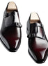 Mougins Deep-Gloss Plain-Toe Double Monk Strap for Men - Hand-Burnished Dress Shoes