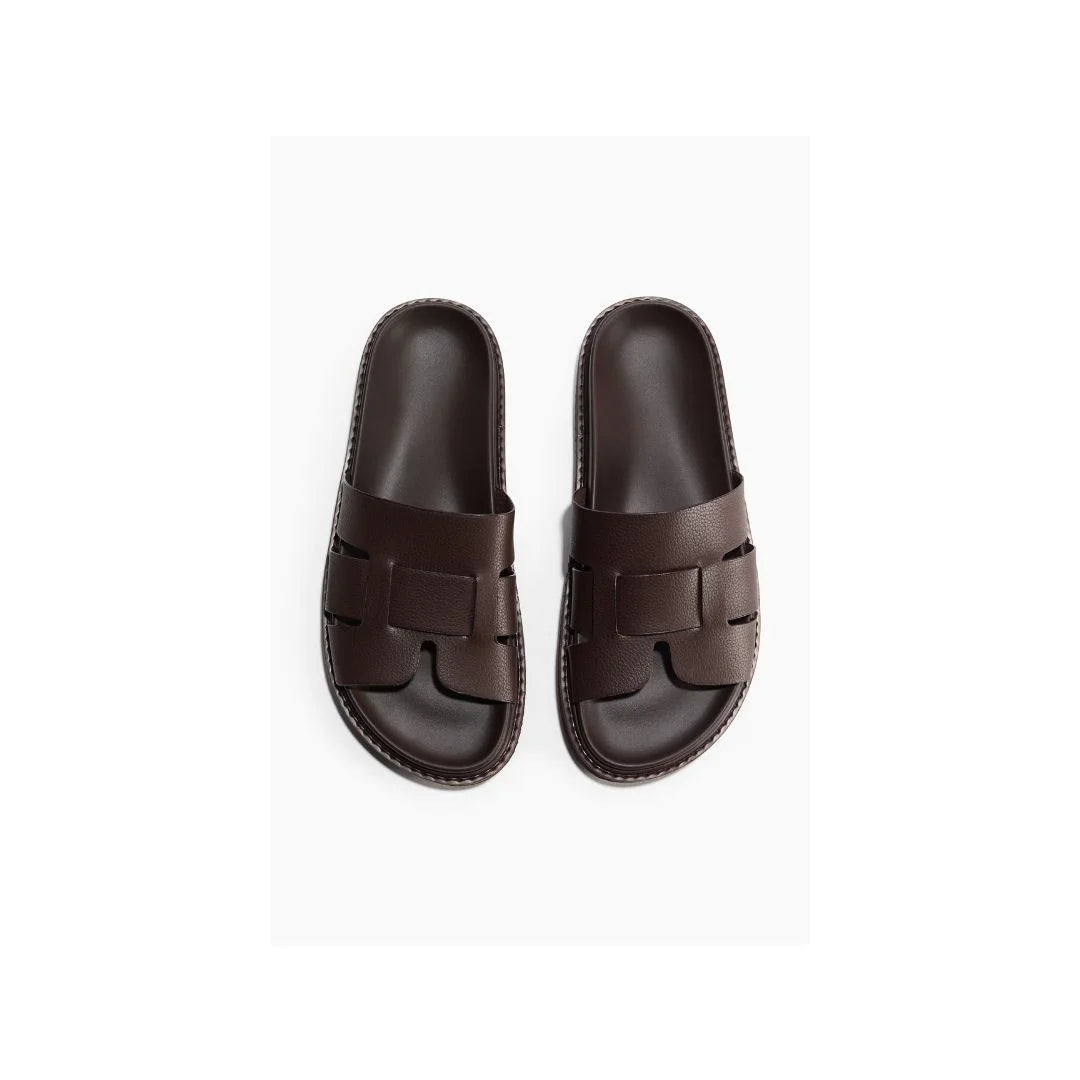 Myrties Interlaced Band Slide for Men - Leather Slide Sandals