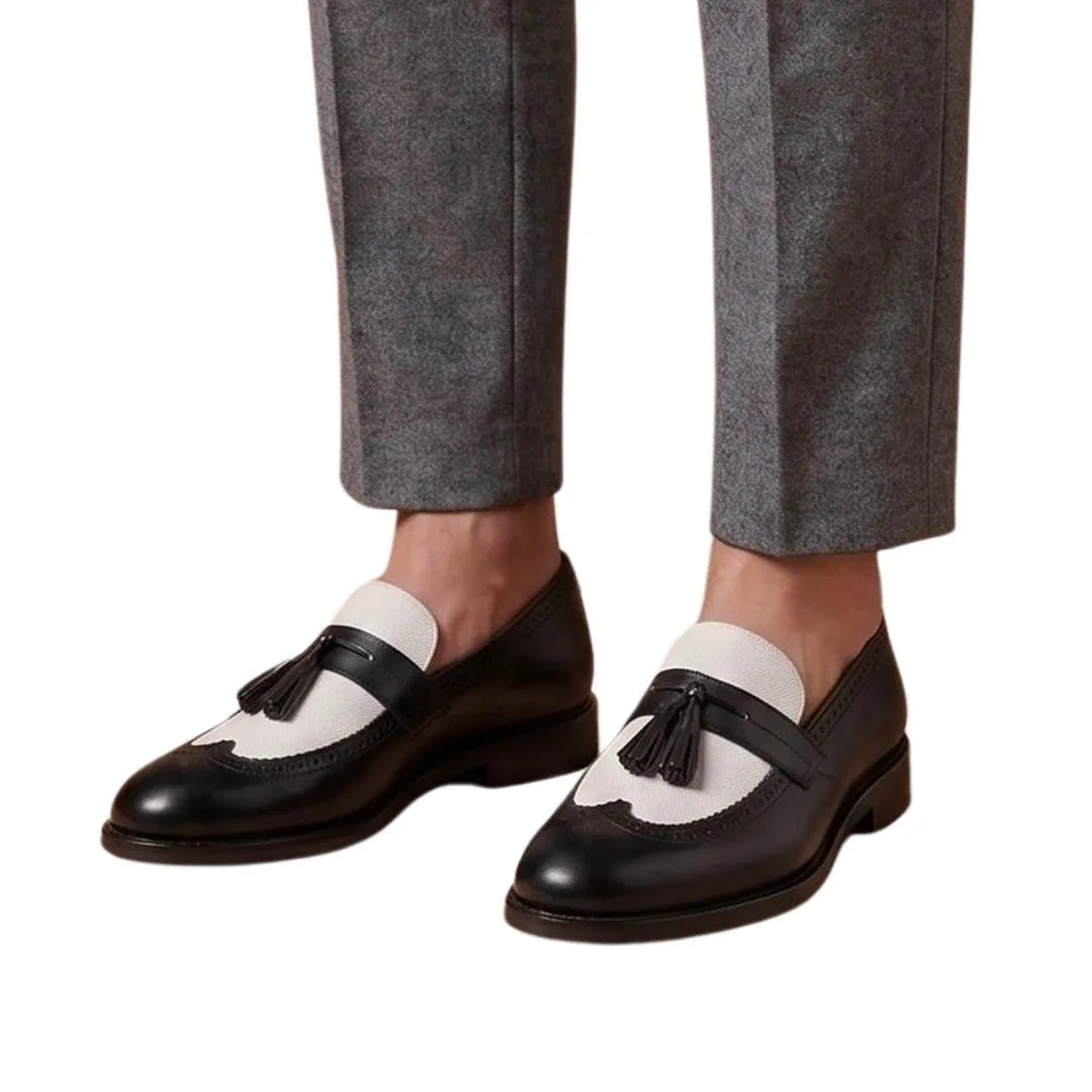 Majano Kiltie Two-Tone Tassel Loafer for Men - Fringed Tassel Loafers