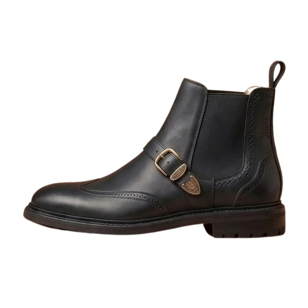 Mereto Buckle Chelsea Buckle Boot for Men - Monk-Buckle Chelsea Boots