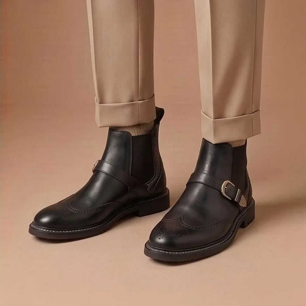 Mereto Buckle Chelsea Buckle Boot for Men - Monk-Buckle Chelsea Boots