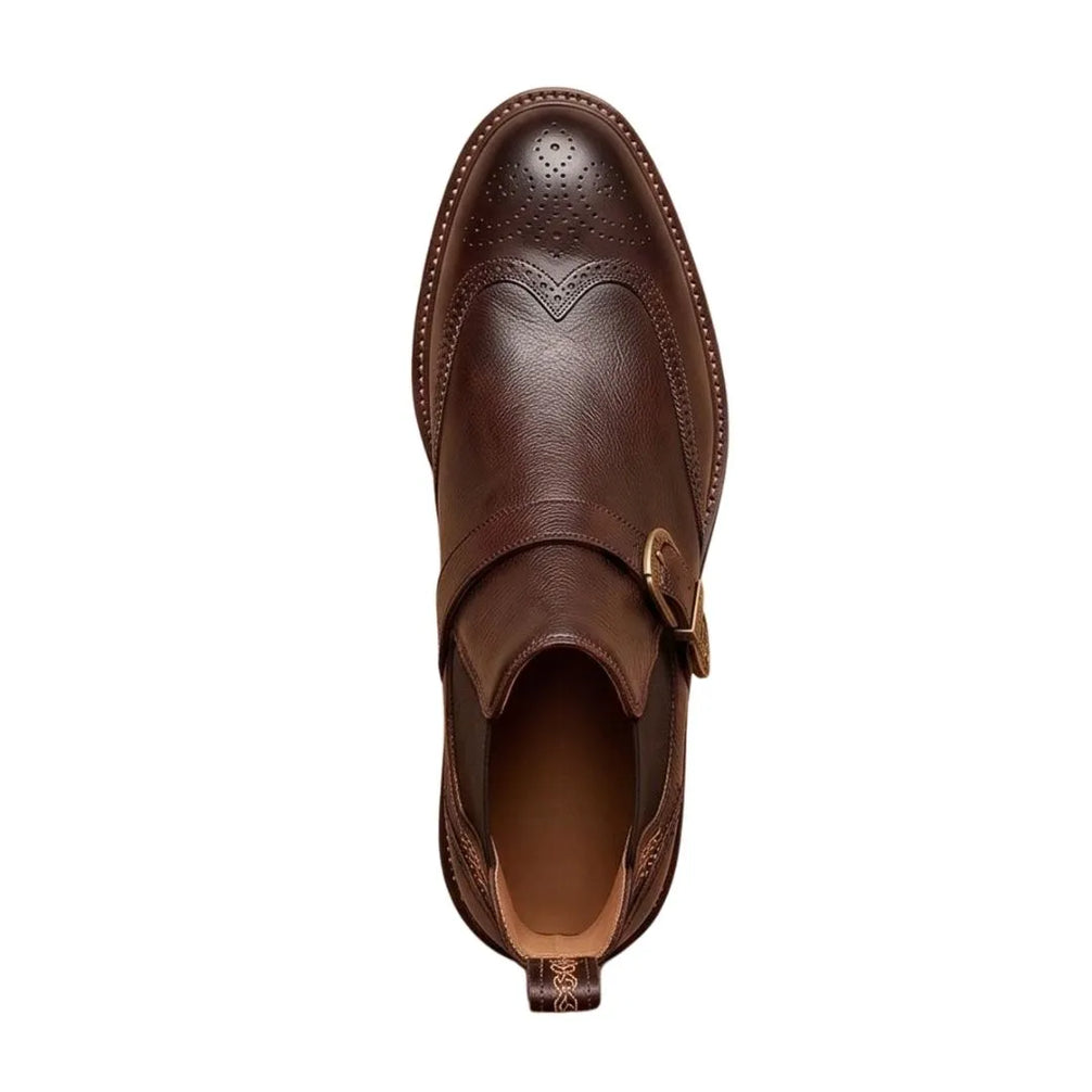 Muzzana Brogued Buckle Chelsea Buckle Boot for Men - Monk-Buckle Chelsea Boots
