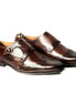 Murat Burnished Wingtip Double Monk Strap for Men - Brogue Leather Dress Shoes