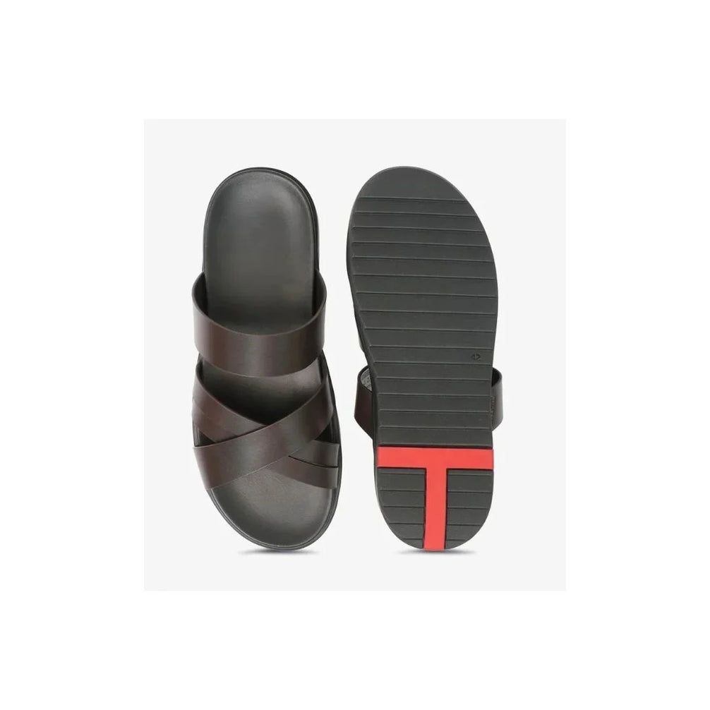 Moscenicka Cross-Band Slide for Men - Leather Cross-Strap Slides