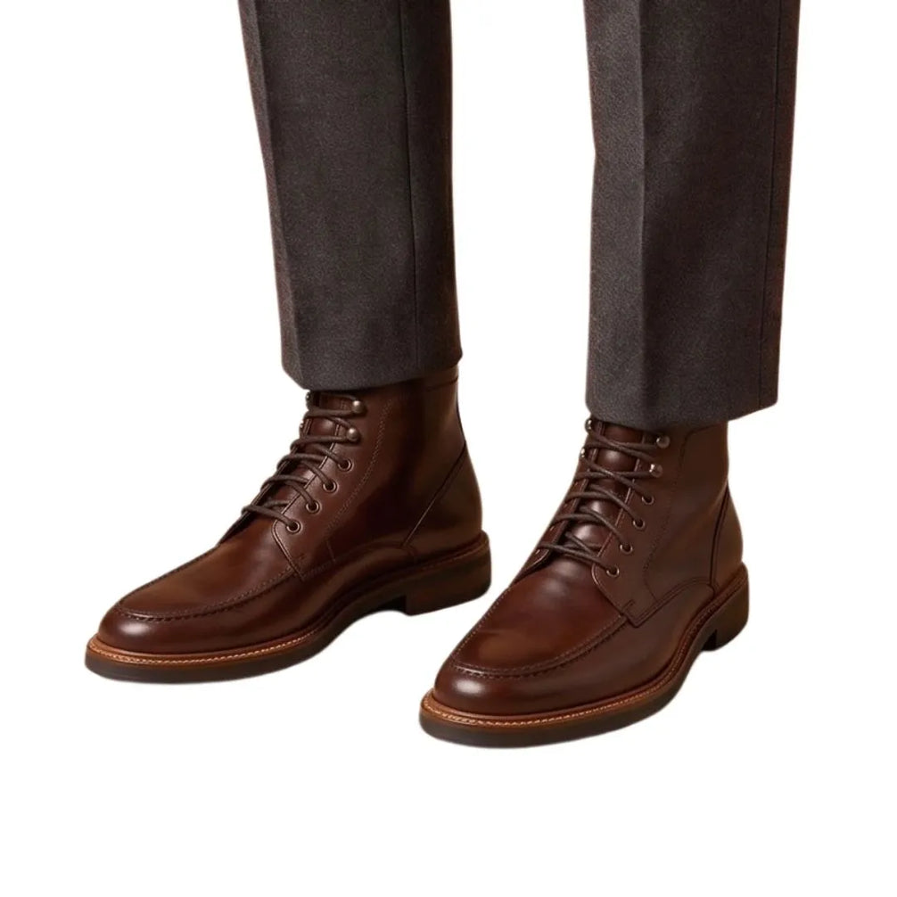Moraro Burnished Derby Boot Lace-Up Boot for Men - Leather Lace-Up Boots