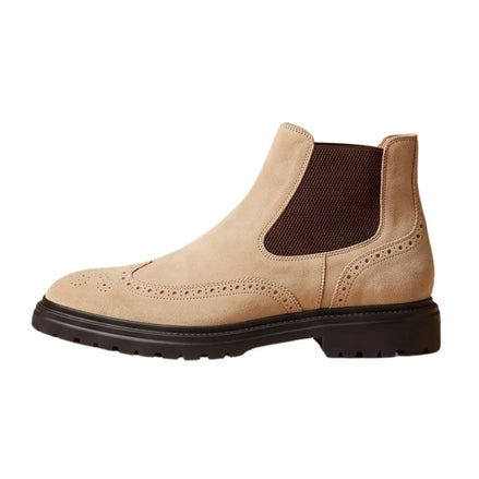 Meduno Suede Wingtip Chelsea Chelsea Boot for Men - Brogued Suede Chelsea Boots