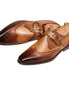 Monselice Two-Tone Full-Brogue Single Monk Strap for Men - Burnished Wingtip Dress Shoes