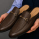 Morlaix Woven-Panel Horsebit Mule for Men - Two-Material Backless Shoes