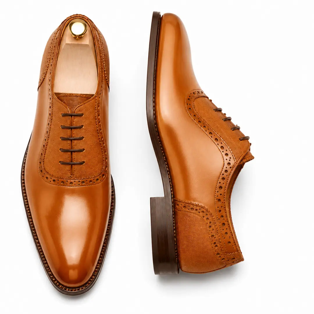 Montserrat Two-Tone Saddle Oxford for Men - Goodyear Welted Spectator Dress Shoes
