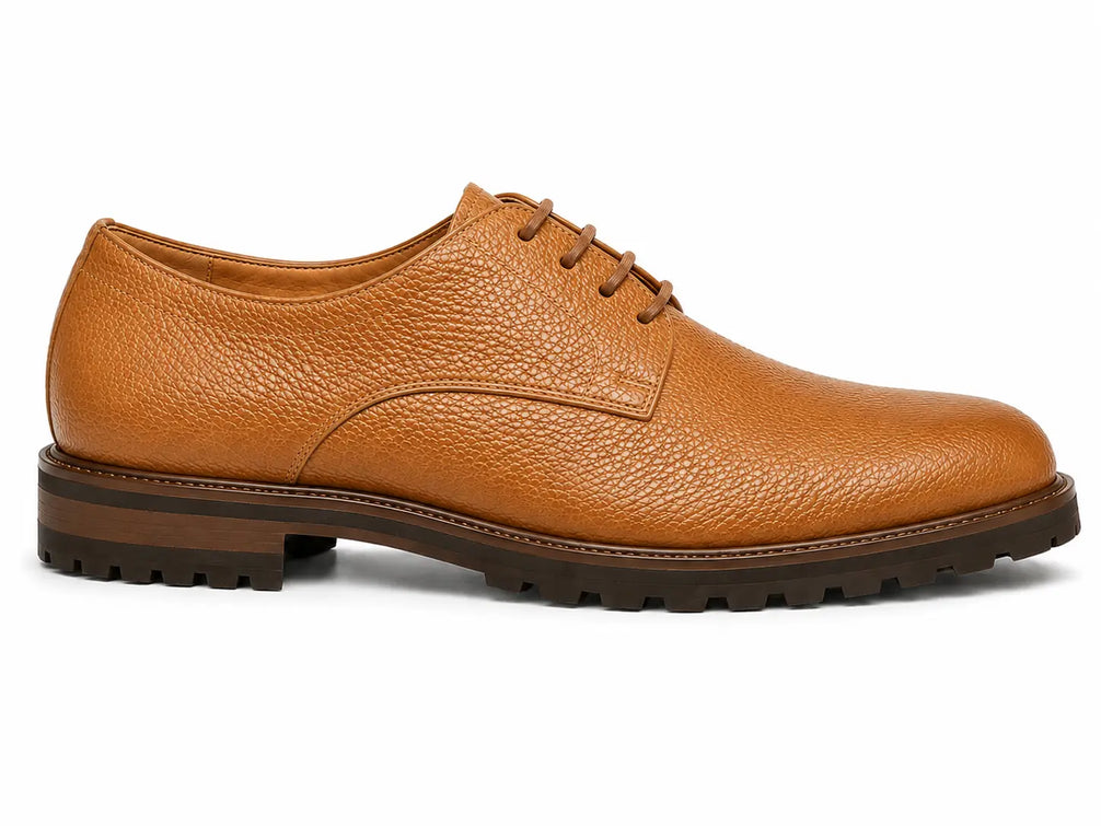 Manchester Pebble-Grain Derby for Men - Lug-Sole Leather Formal Shoes