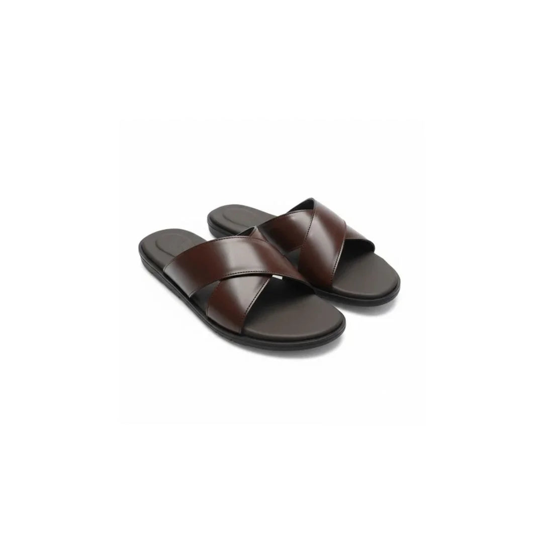 Matalascanas Cross-Strap Slide for Men - Leather Cross-Strap Slides