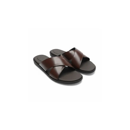 Matalascanas Cross-Strap Slide for Men - Leather Cross-Strap Slides