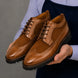 Mosaic Leather & Suede Wingtip Derby for Men - Goodyear Welted Lug-Sole Shoes