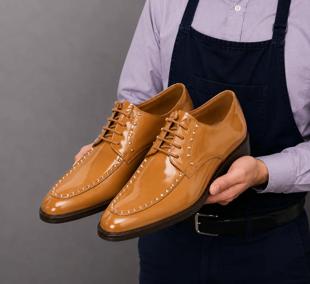 Mortlach Studded Apron Derby for Men - Goodyear Welted Leather Formal Shoes