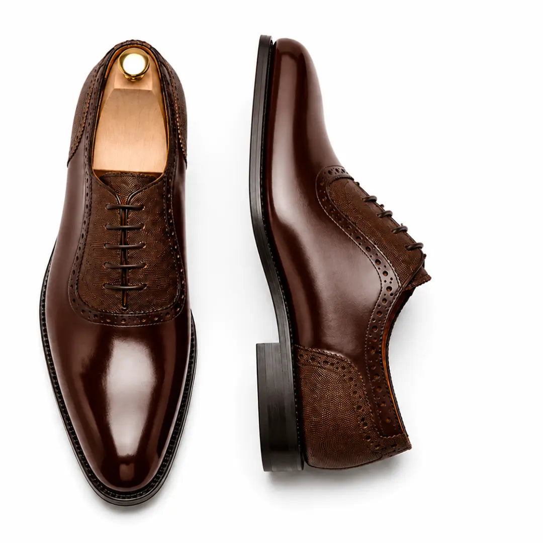 Montserrat Two-Tone Saddle Oxford for Men - Goodyear Welted Spectator Dress Shoes