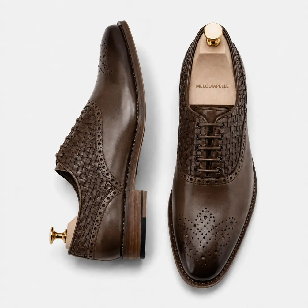 Maverick II Woven Wingtip Brogue Oxford for Men - Goodyear Welted Leather Shoes
