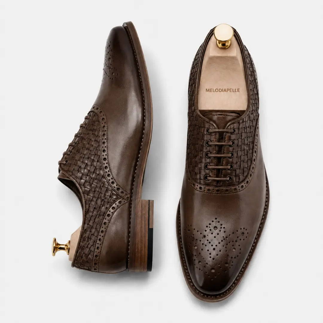 Maverick II Woven Wingtip Brogue Oxford for Men - Goodyear Welted Leather Shoes