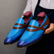 Mirasol Two-Tone Crossed-Strap Dress Loafer for Men - Hand-Patina Leather Shoes