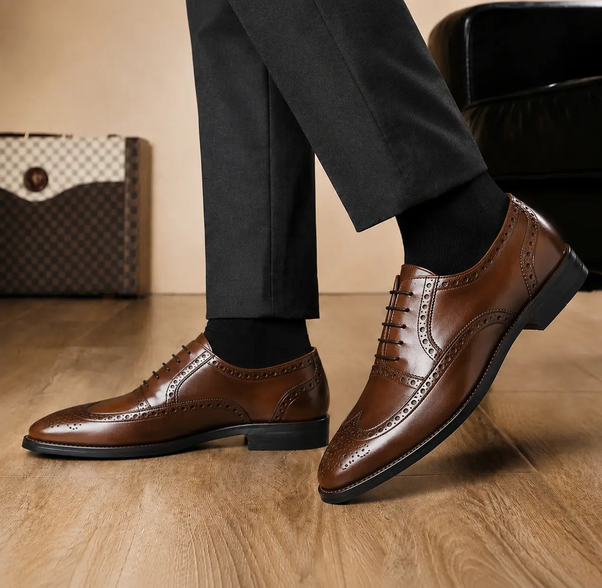 Mazaro Wingtip Brogue Oxford for Men - Goodyear Welted Full-Grain Leather Shoes