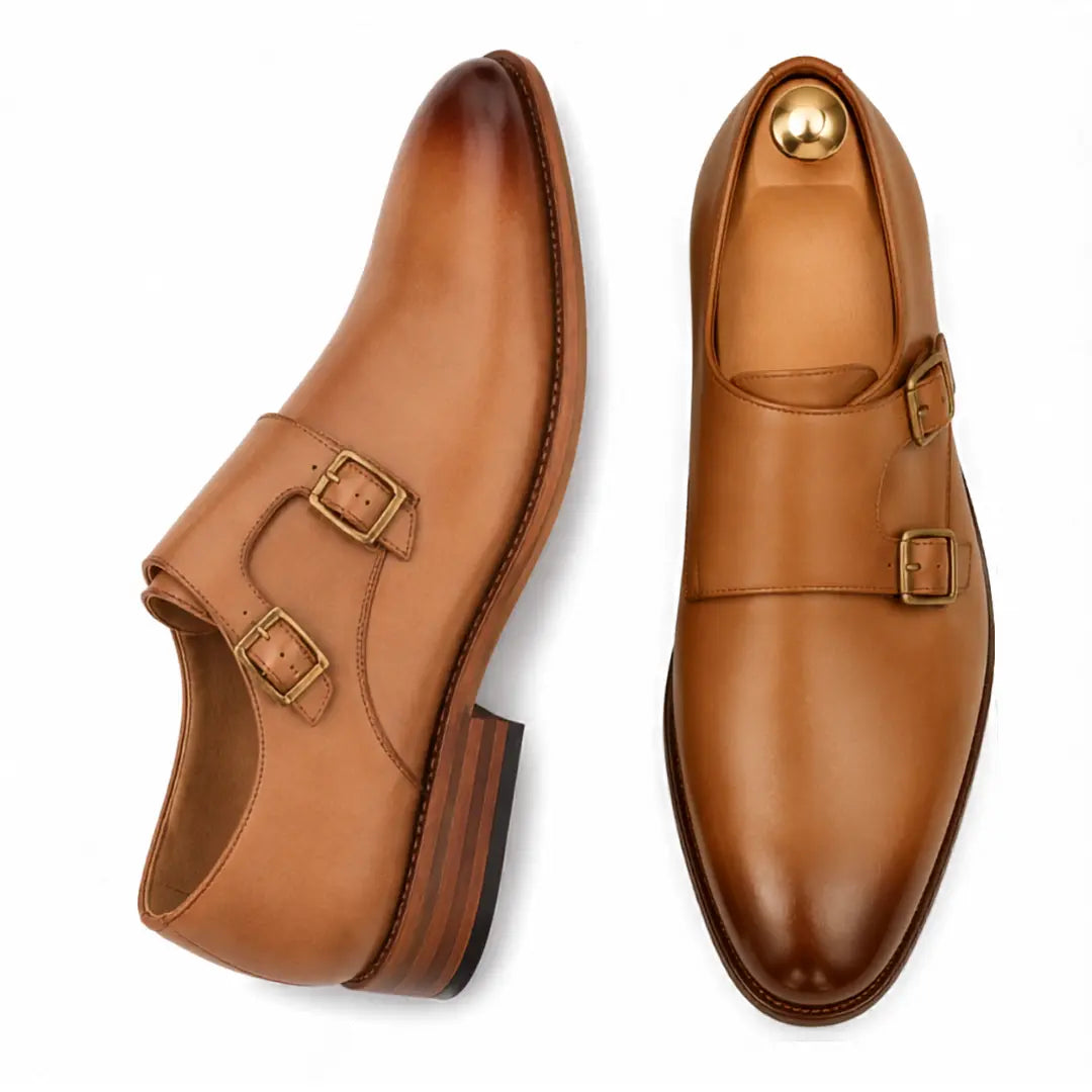 Mexico Double Monk Strap for Men - Hand-Burnished Goodyear Welted Leather Shoes