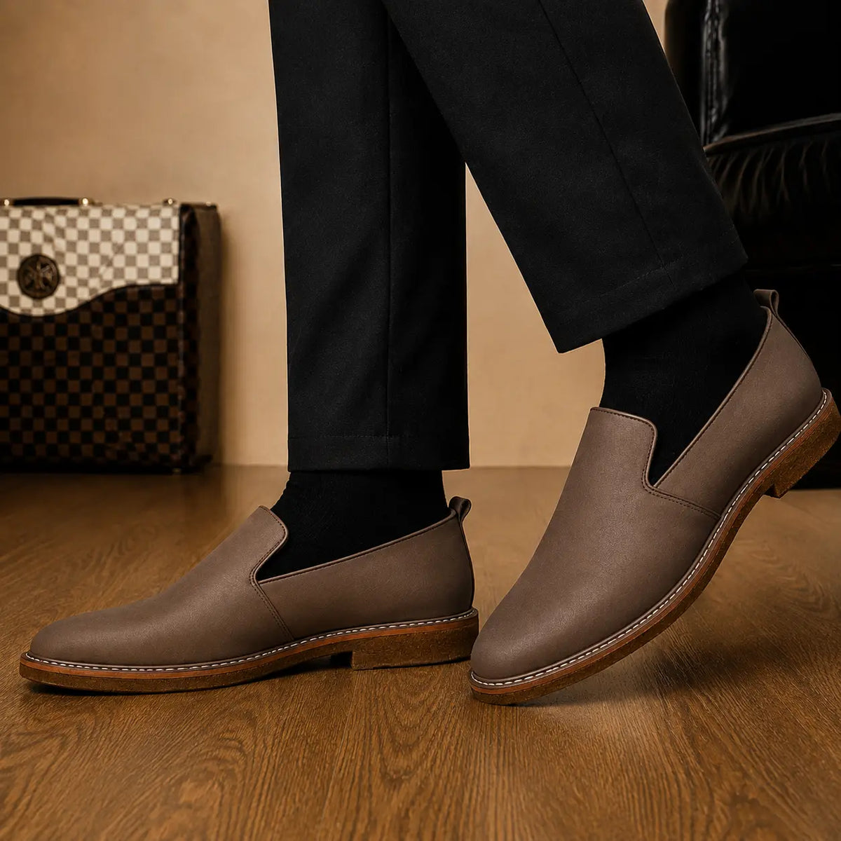 Moscow Opera Slip-On for Men - Nubuck Crepe-Sole Laceless Shoes