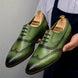 Mossverde Hand-Patina Wingtip Brogue Oxford for Men - Goodyear Welted Leather Shoes