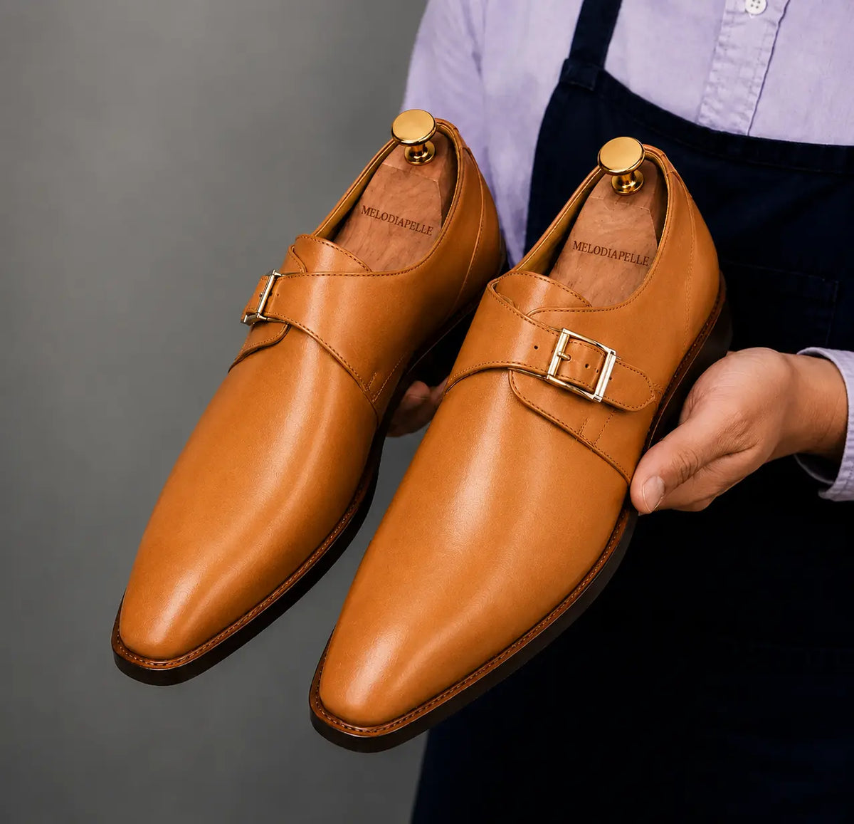 Modica Single Monk Cap-Toe Shoes for Men - Handmade Leather Formal Shoes