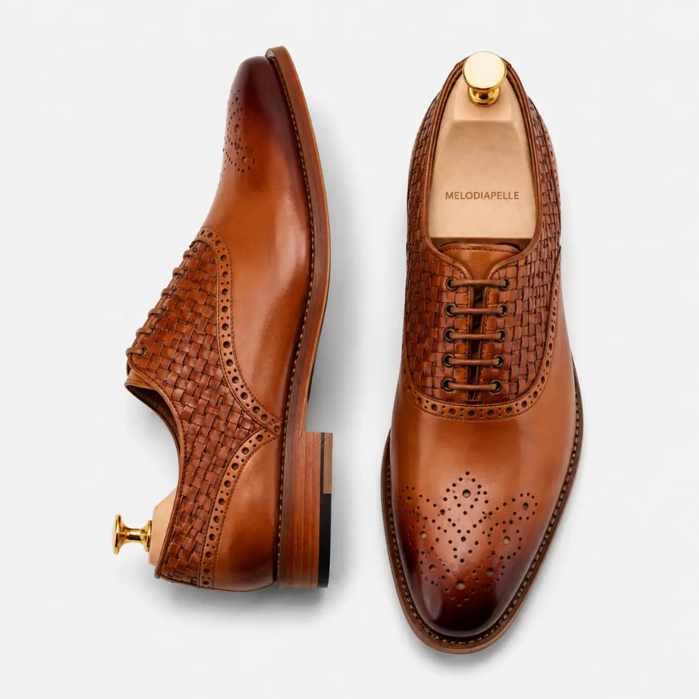 Maverick II Woven Wingtip Brogue Oxford for Men - Goodyear Welted Leather Shoes