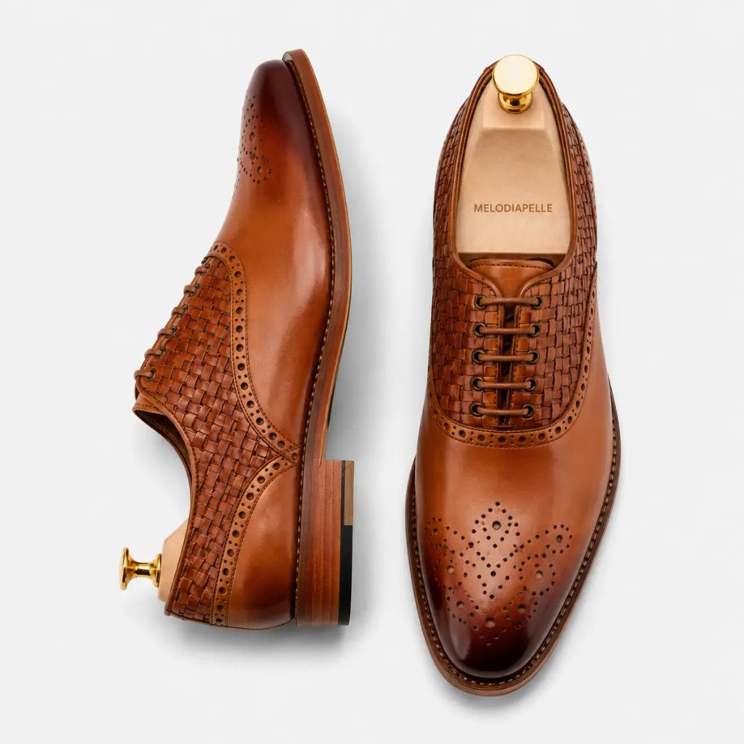 Maverick II Woven Wingtip Brogue Oxford for Men - Goodyear Welted Leather Shoes