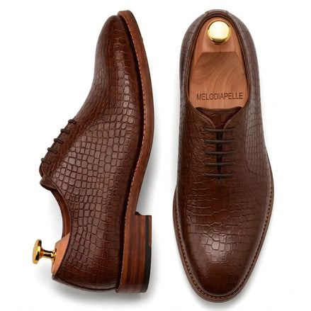 Meta Croc-Embossed Wholecut Oxford for Men - Goodyear Welted Leather Shoes