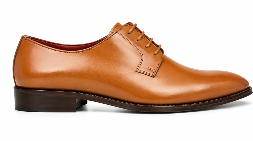 Matera Plain-Toe Derby for Men - Goodyear Welted Mirror-Polish Formal Shoes