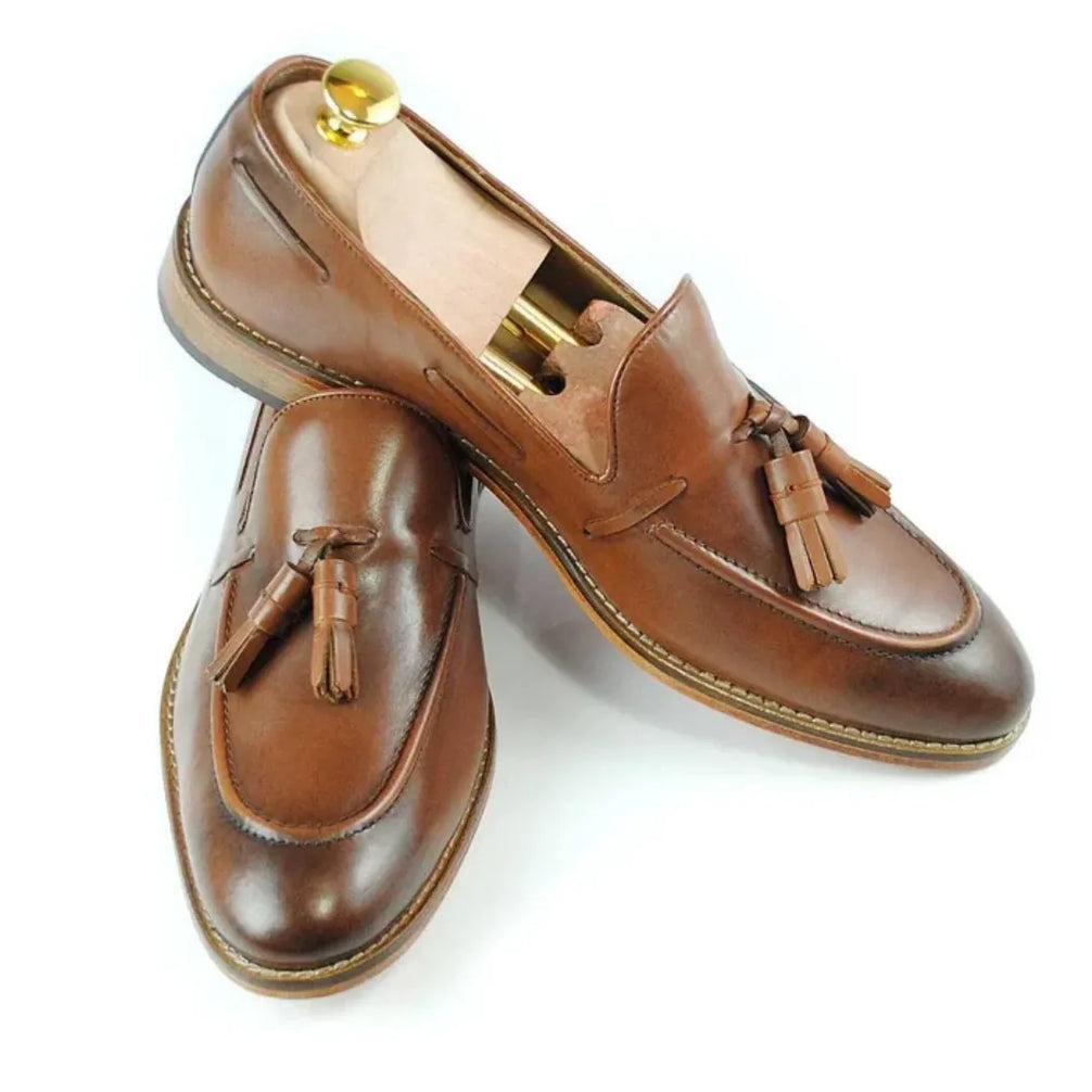 Mineo Burnished Tassel Loafer for Men - Hand-Burnished Tassel Loafers