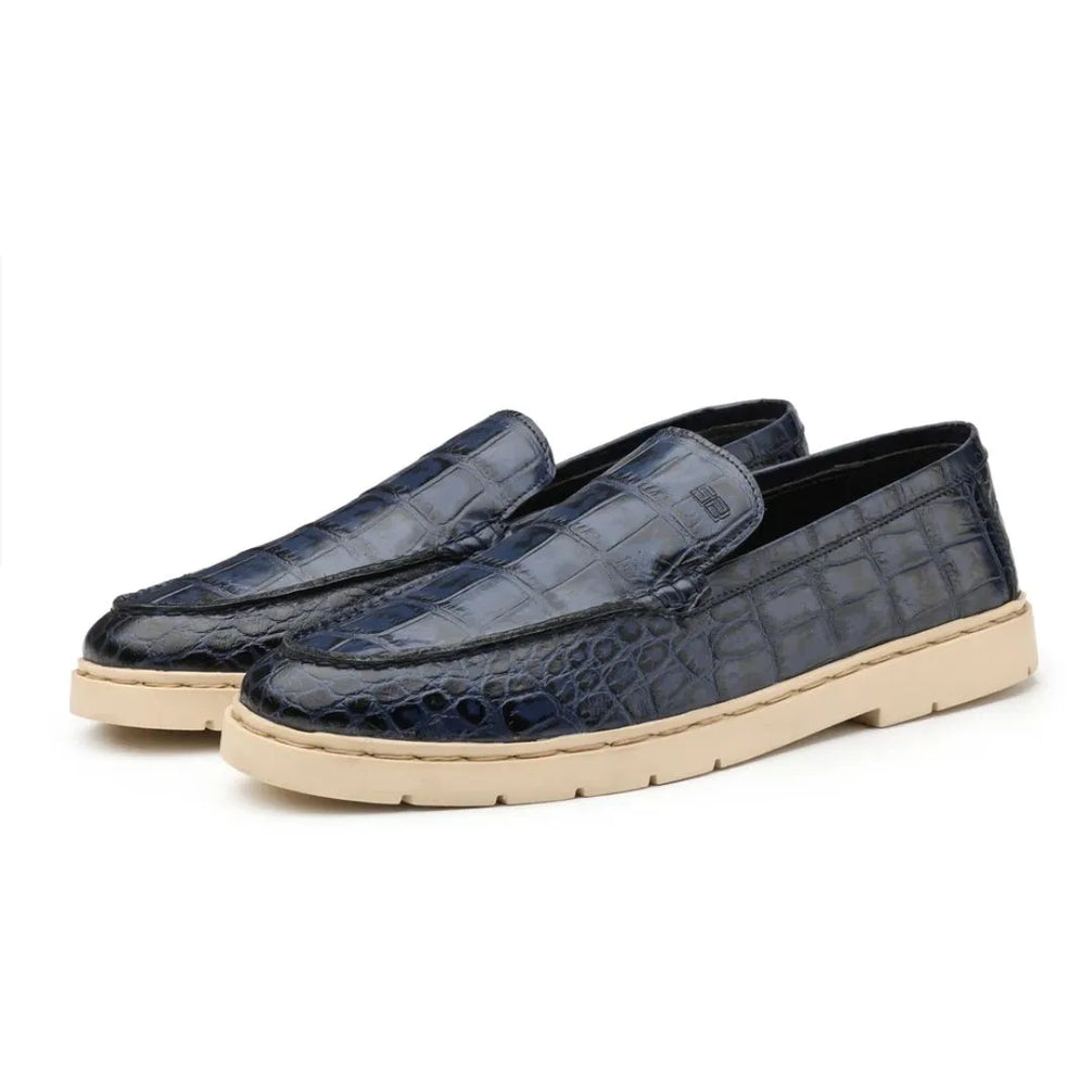Melicucco Croc Venetian Loafer for Men - Croc-Embossed Slip-On Loafers