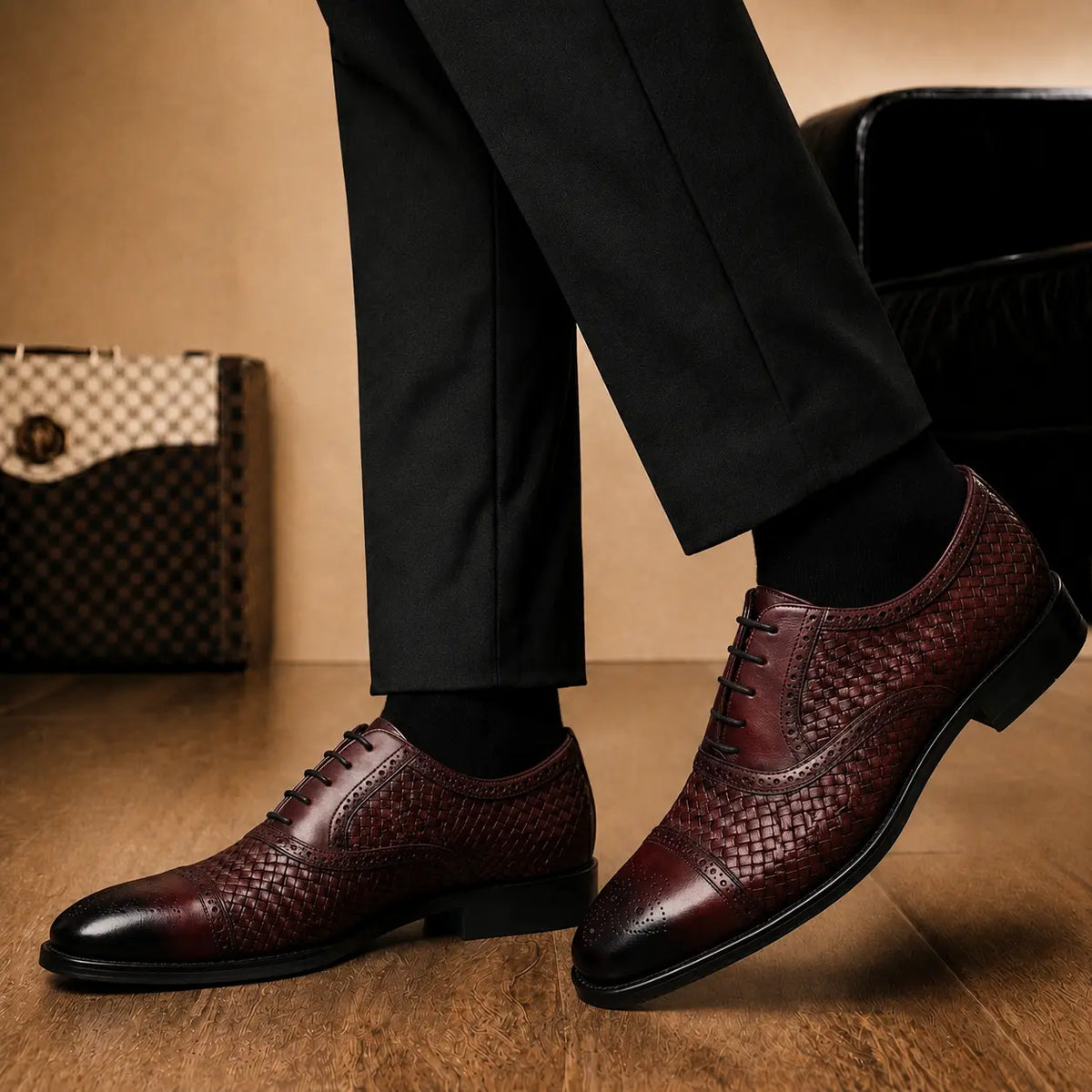 Munich Hand-Woven Brogue Oxford for Men - Goodyear Welted Leather Dress Shoes