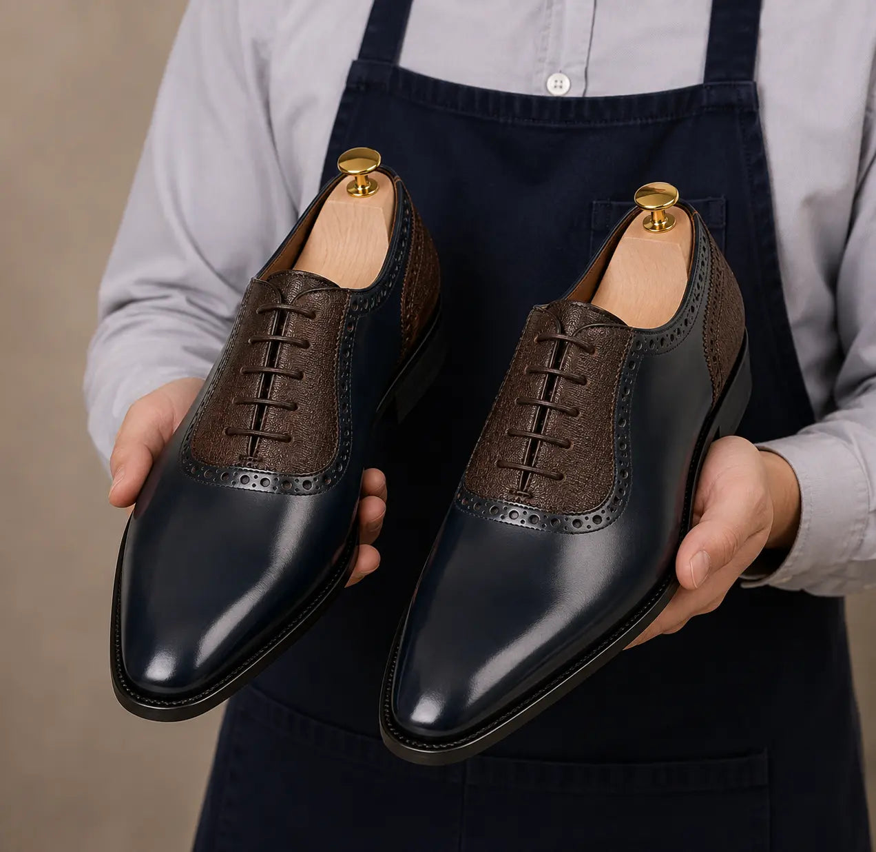 Montserrat Two-Tone Saddle Oxford for Men - Goodyear Welted Spectator Dress Shoes