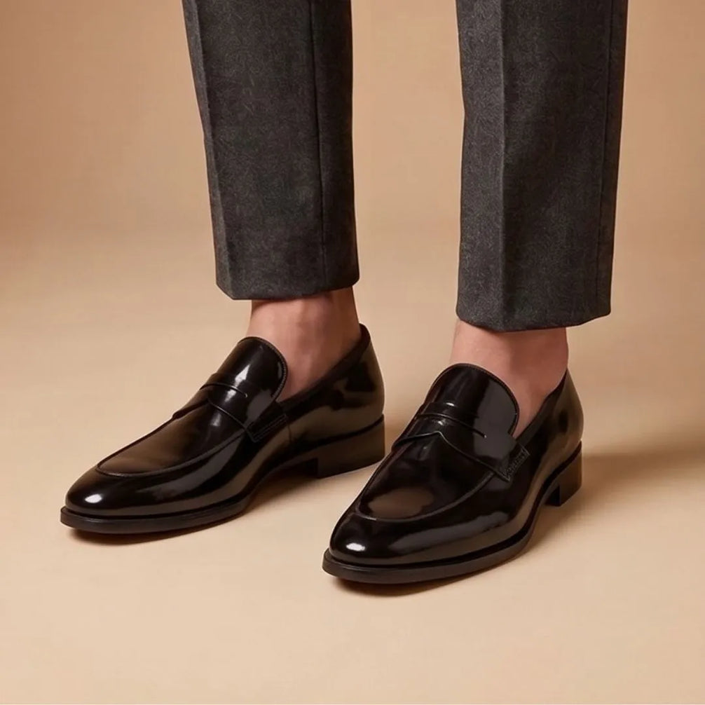 Mezzolombardo Patent Penny Penny Loafer for Men - Glossy Penny Loafers