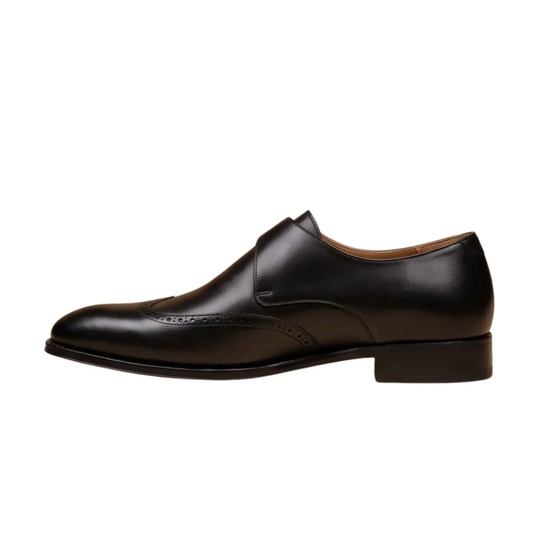 Monclassico Wingtip Monk Single Monk for Men - Brogued Monk Strap Shoes