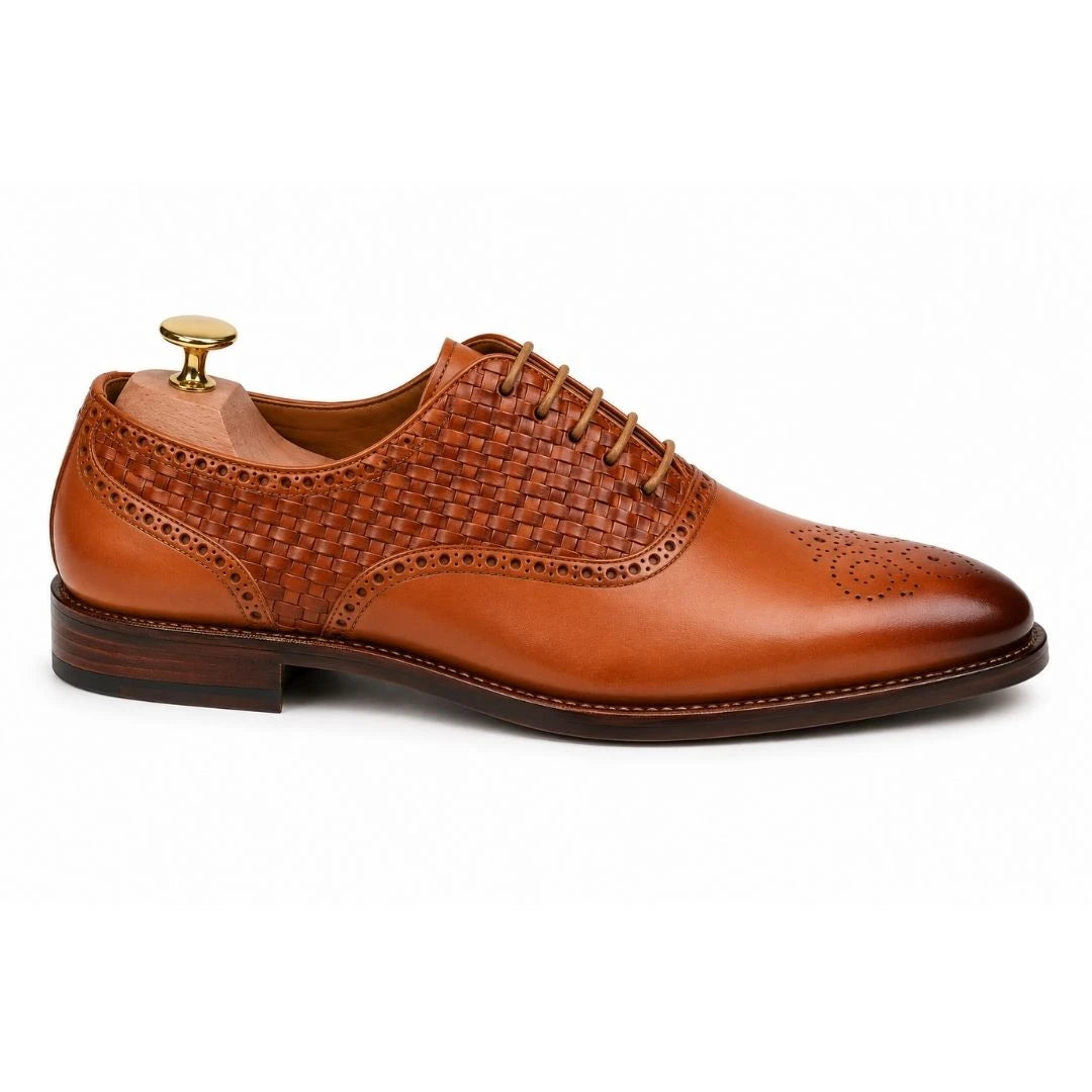 Maverick II Woven Wingtip Oxford // Cognac Tan