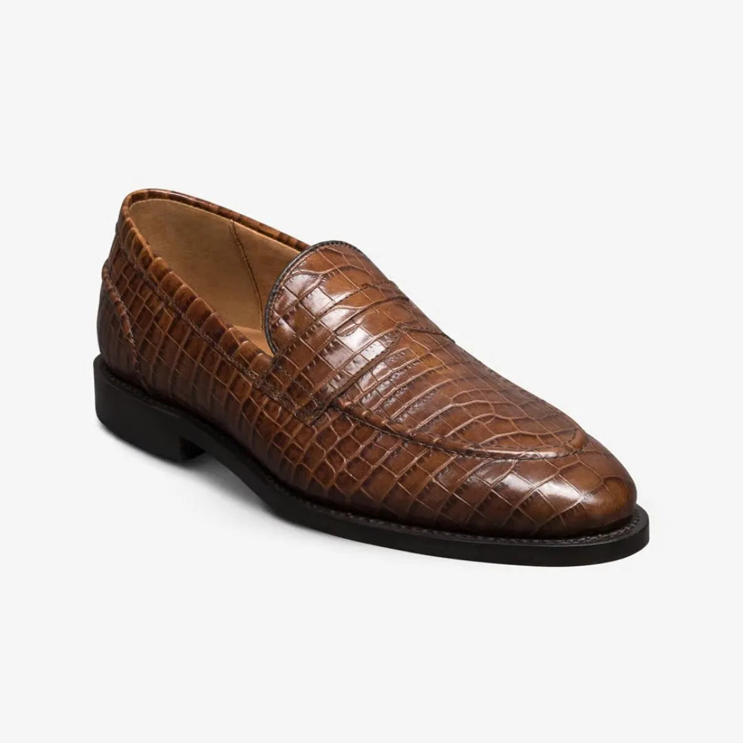 Marcaria Croc-Embossed Penny Loafer for Men - Croc Leather Penny Loafers