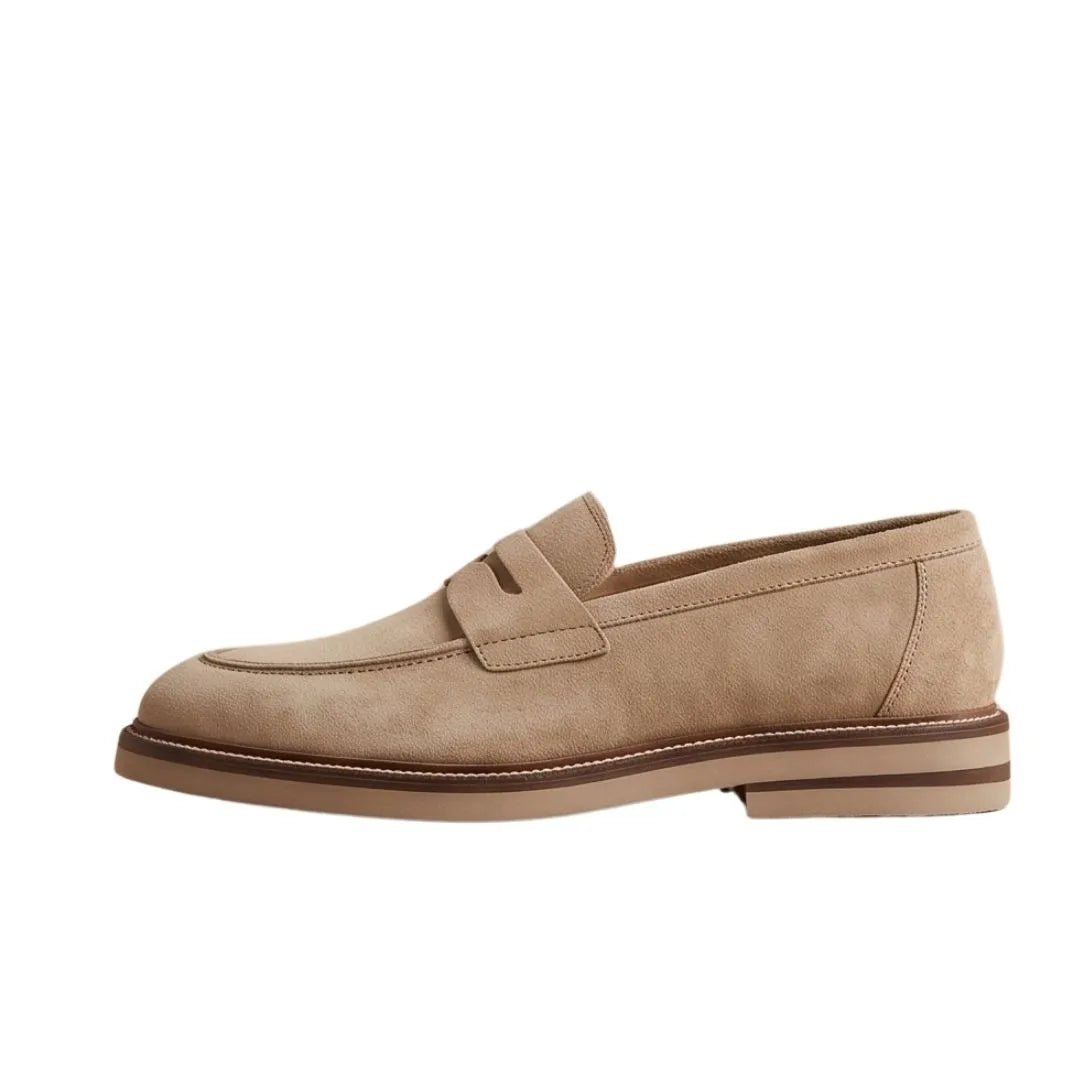 Mattarello Suede Crepe Penny Penny Loafer for Men - Suede Penny Loafers