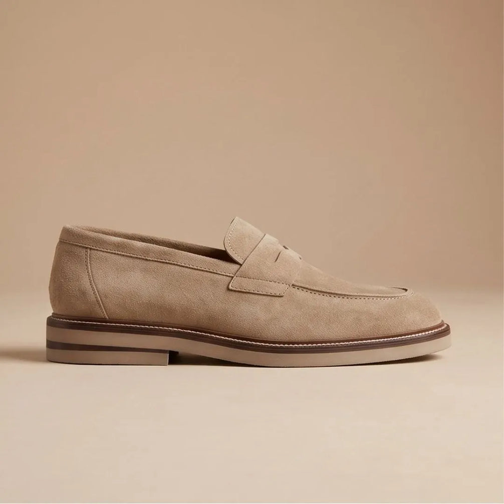Mattarello Suede Crepe Penny Penny Loafer for Men - Suede Penny Loafers